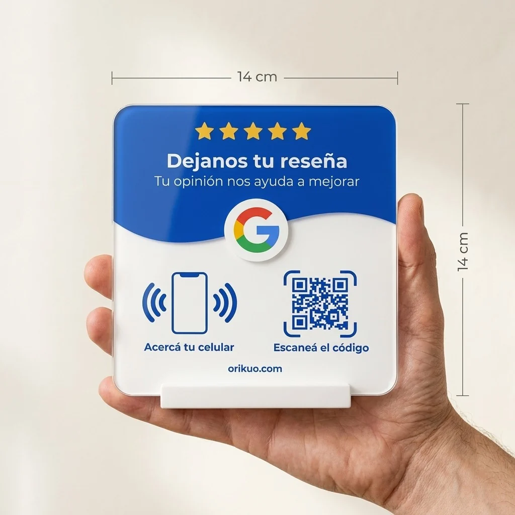 Orikuo Reseñas en la mano: mide 14 por 14 cm